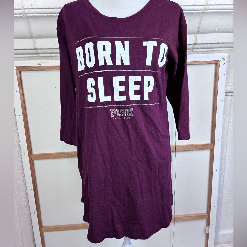 PINK Victoria's Secret Women's Maroon Sleep Shirt